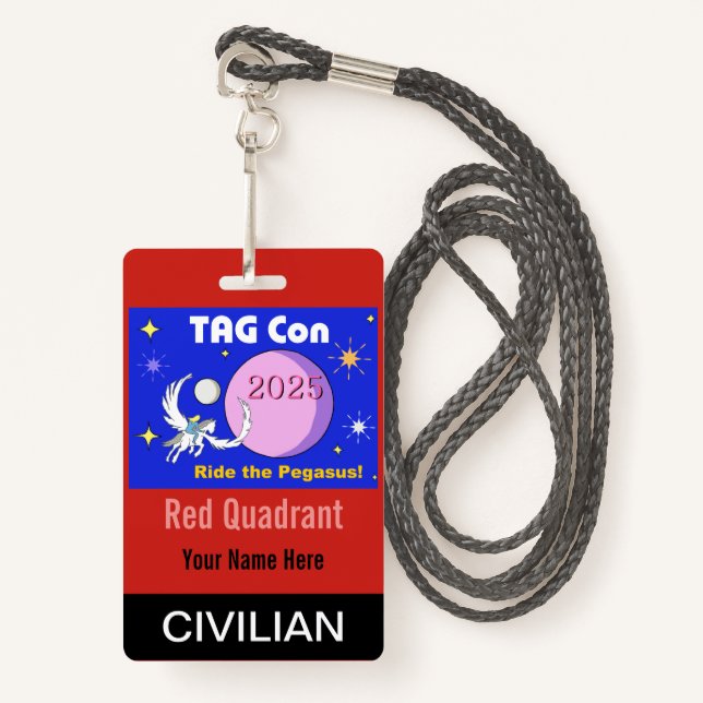 TAG Con 2025 - Red Quadrant - Civilian Badge (Front with Lanyard)