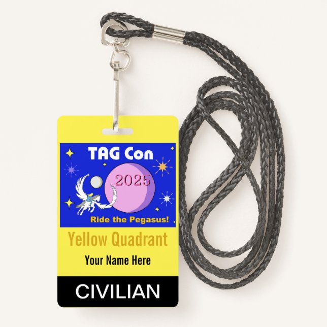 TAG Con 2025 - Yellow Quadrant - Civilian Badge (Front with Lanyard)