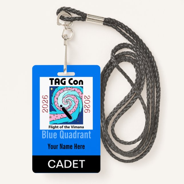 TAG Con 2026 - Blue Quadrant - Cadet Badge (Front with Lanyard)