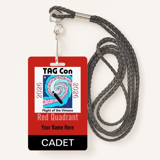 TAG Con 2026 - Red Quadrant - Cadet Badge (Front with Lanyard)