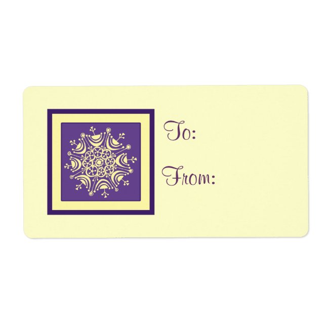 Tag de Noël jaune violet Étiquettes (Devant)