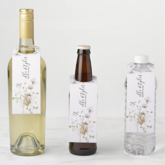 Tag Étiquette de bouteilles de vin fleur sauvage