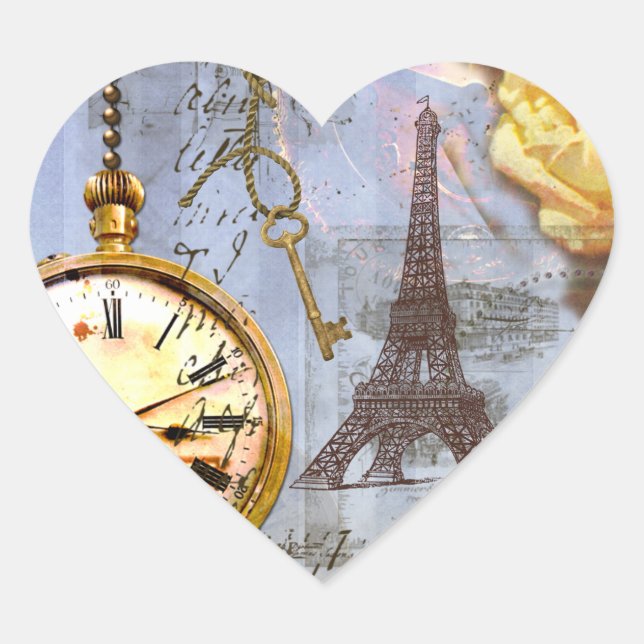 Tag Steampunk & Yellow Roses Heart Sticker (Devant)