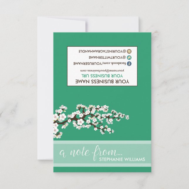 TAG Stylist Cherry Blossoms Notecards (green) (Front)