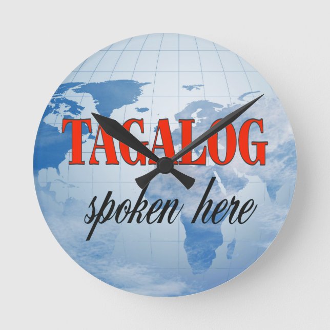 Tagalog spoken here cloudy earth round clock (Front)