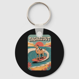 Taghazout Beach Vibes, Fun Retro Sunset And Surfin Keychain