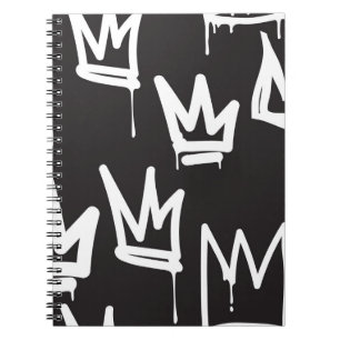 tags seamless pattern. Fashion black and white gra Notebook