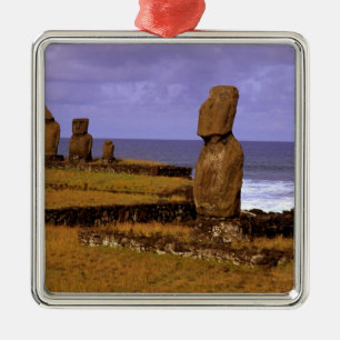 Tahai Platform Moai Statue Abstracts Easter Metal Ornament