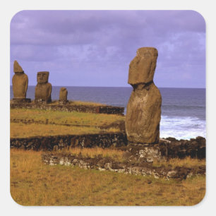 Tahai Platform Moai Statue Abstracts Easter Square Sticker