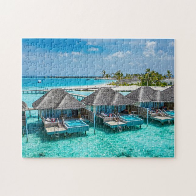 Tahiti Beach huttes Puzzle (Horizontal)