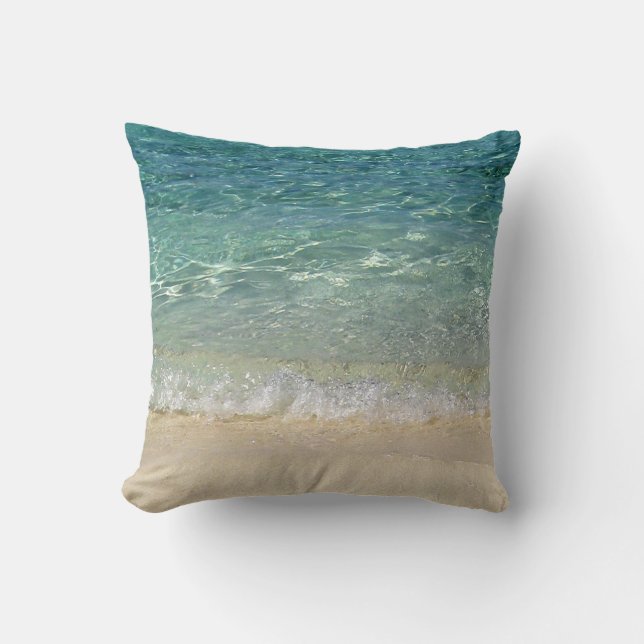 Tahiti Blue Tropical Water Throw Pillow (Front)
