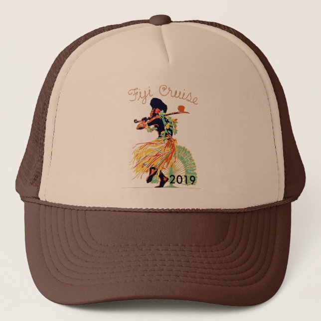 Tahiti Fiji Cruise Personalized Travel Souvenir Trucker Hat (Front)