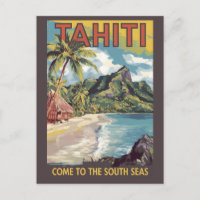 Tahiti French Polynesia Painterly Travel Art Retro