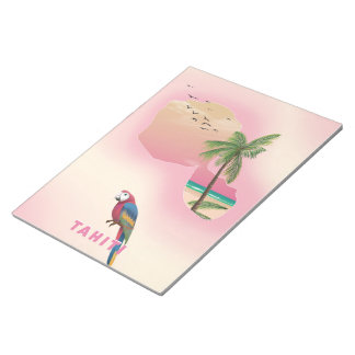 Tahiti illustrated map travel poster notepad