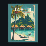 Tahiti Illustration Travel Art Vintage Postcard<br><div class="desc">Tahiti retro vector travel design. Tahiti is the largest island in French Polynesia,  the South Pacific archipelago.</div>