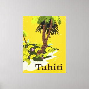 Tahiti Retro travel poster Canvas Print