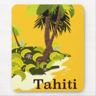 Tahiti Retro travel poster Mouse Pad