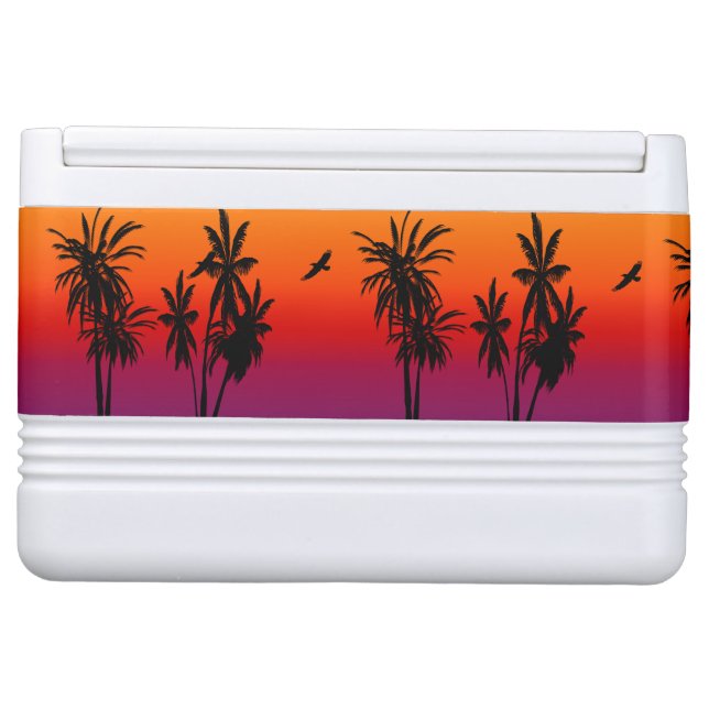 Tahiti Sunset Haze Black Palm Trees Circling Hawk (Front)