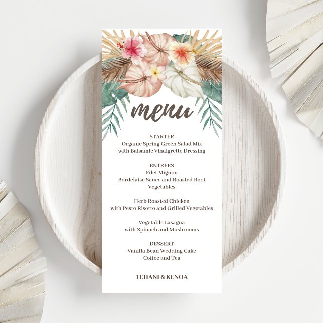 Tahiti | Tropical Island Floral Wedding Menu (Creator Uploaded)