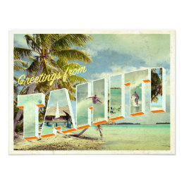 Tahiti vintage photo postcard print