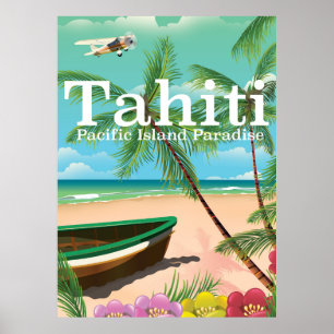 Tahiti vintage travel poster