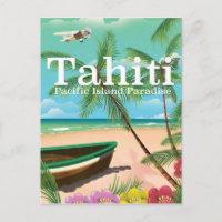 Tahiti vintage travel poster