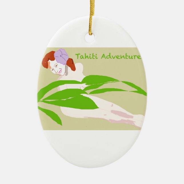 Tahiti Woman Ceramic Ornament (Front)