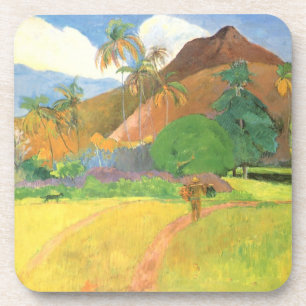 Tahitian Landscape, Mountains Tahiti, Paul Gauguin Coaster