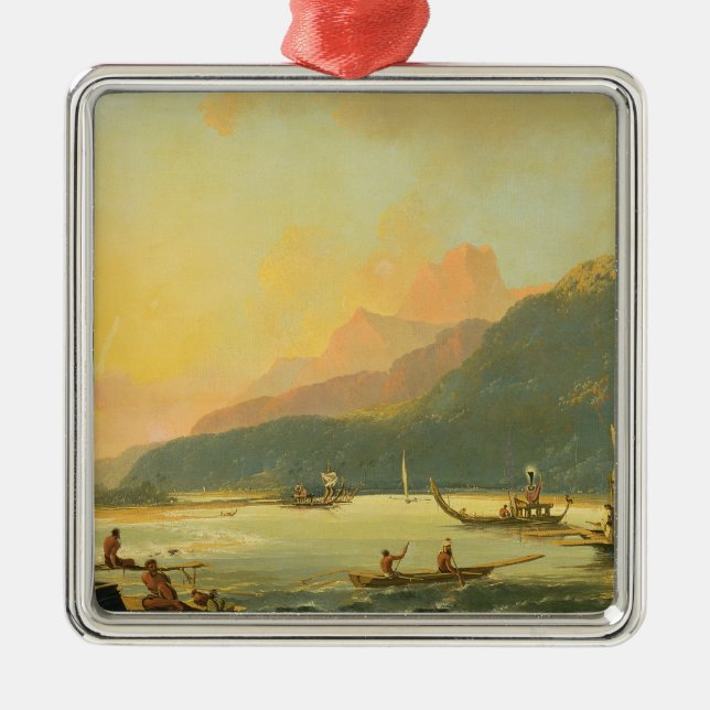 Tahitian War Galleys in Matavai Bay, Tahiti, 1766 Metal Ornament (Front)