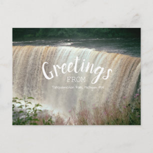 Tahquamenon Falls Greetings Michigan Waterfall Postcard