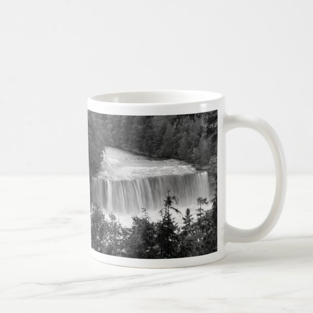 Tahquamenon Upper Falls Grayscale Coffee Mug (Right)