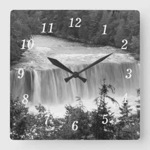 Tahquamenon Upper Falls Grayscale Wall Clock