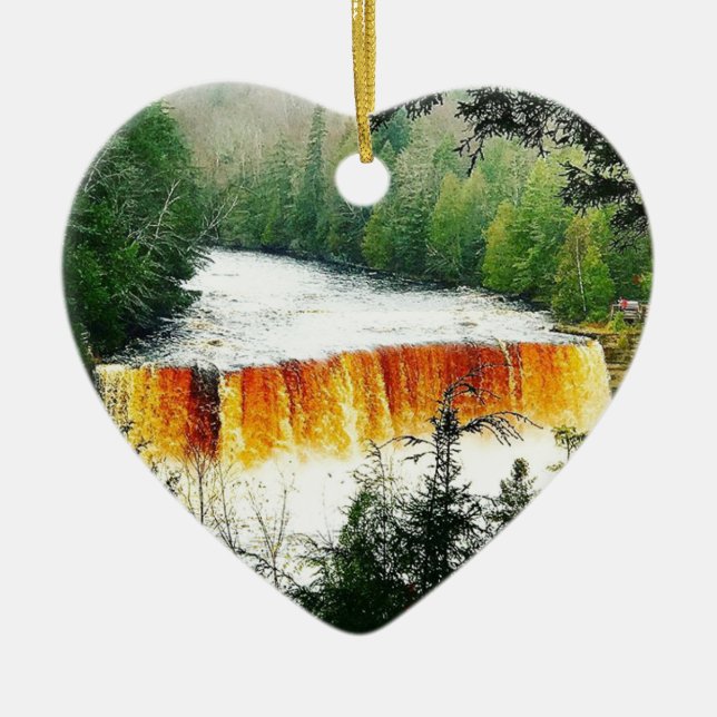 Tahquamenon Upper Falls Upper Peninsula Michigan Ceramic Ornament (Front)