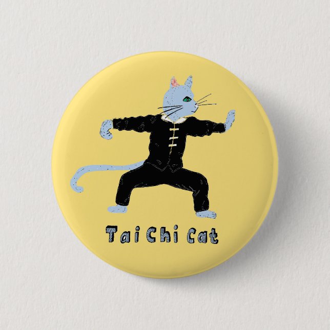 Tai chi cat marshal arts gift 2 inch round button (Front)