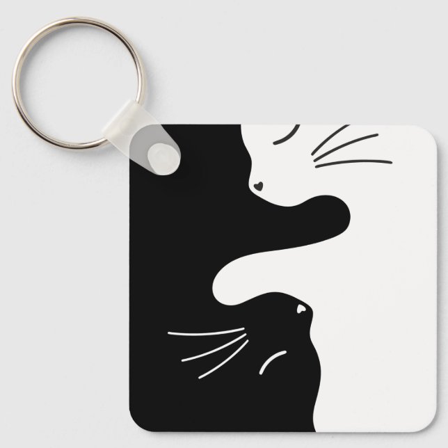 Tai Chi Cat Zen Master Kitty Balance Keychain (Front)