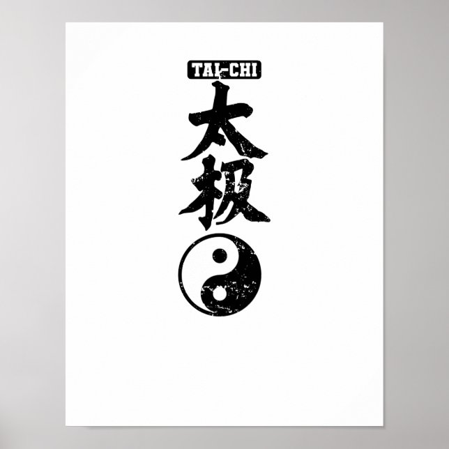 Tai-Chi chinesische Schriftzeichen Yin Yang Poster (Front)