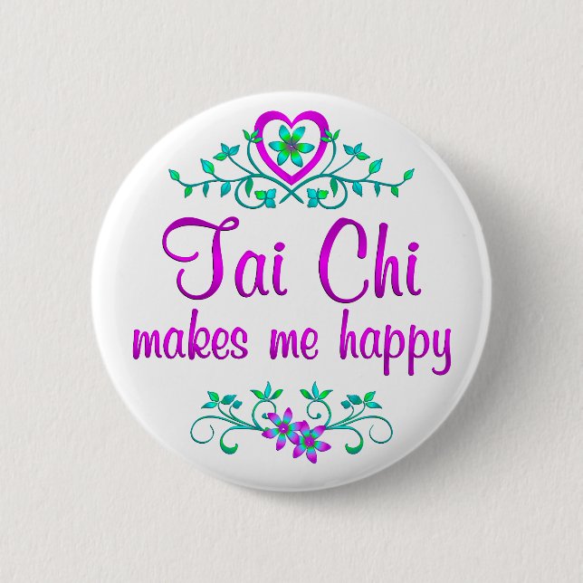 Tai Chi Happy 2 Inch Round Button (Front)