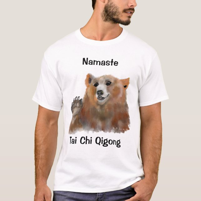 Tai Chi Qigong Bear White T-Shirt (Front)