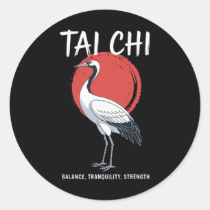 Tai Chi Qigong Crane Martial Arts Yoga Meditation Classic Round Sticker