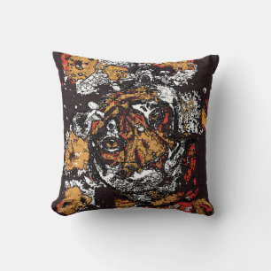 Tai Chi Tiger Iconic Insight Golden Browns Throw Pillow
