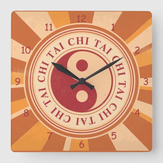 Tai Chi Yin Yang Square Wall Clock (Front)