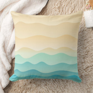 Taie de coussin Vagues Côtières Abstraites, Turquo