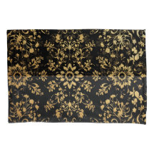 Taie d'oreiller de style luxueux motif noir jaune
