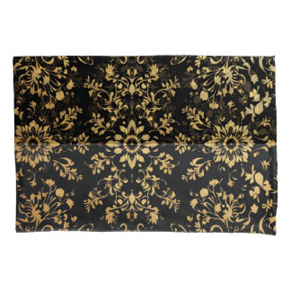 Taie d'oreiller de style luxueux motif noir jaune