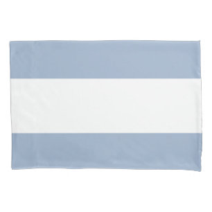 Taie d'oreiller rayée blanche et bleue