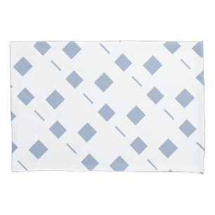 Taie d'oreiller Rayée Carrée Blanche et Bleue