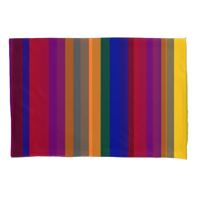 Taie d'oreiller rayée multicolore (devant-gauche)