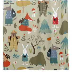 Taiga Wildlife: Vintage Kids Pattern