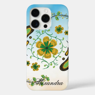Taiji Flower – Green and Yellow Floral Art iPhone 16 Pro Case