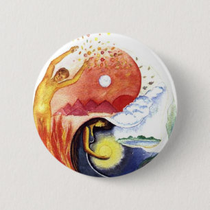 Taijitu illustrating polarity 2 inch round button